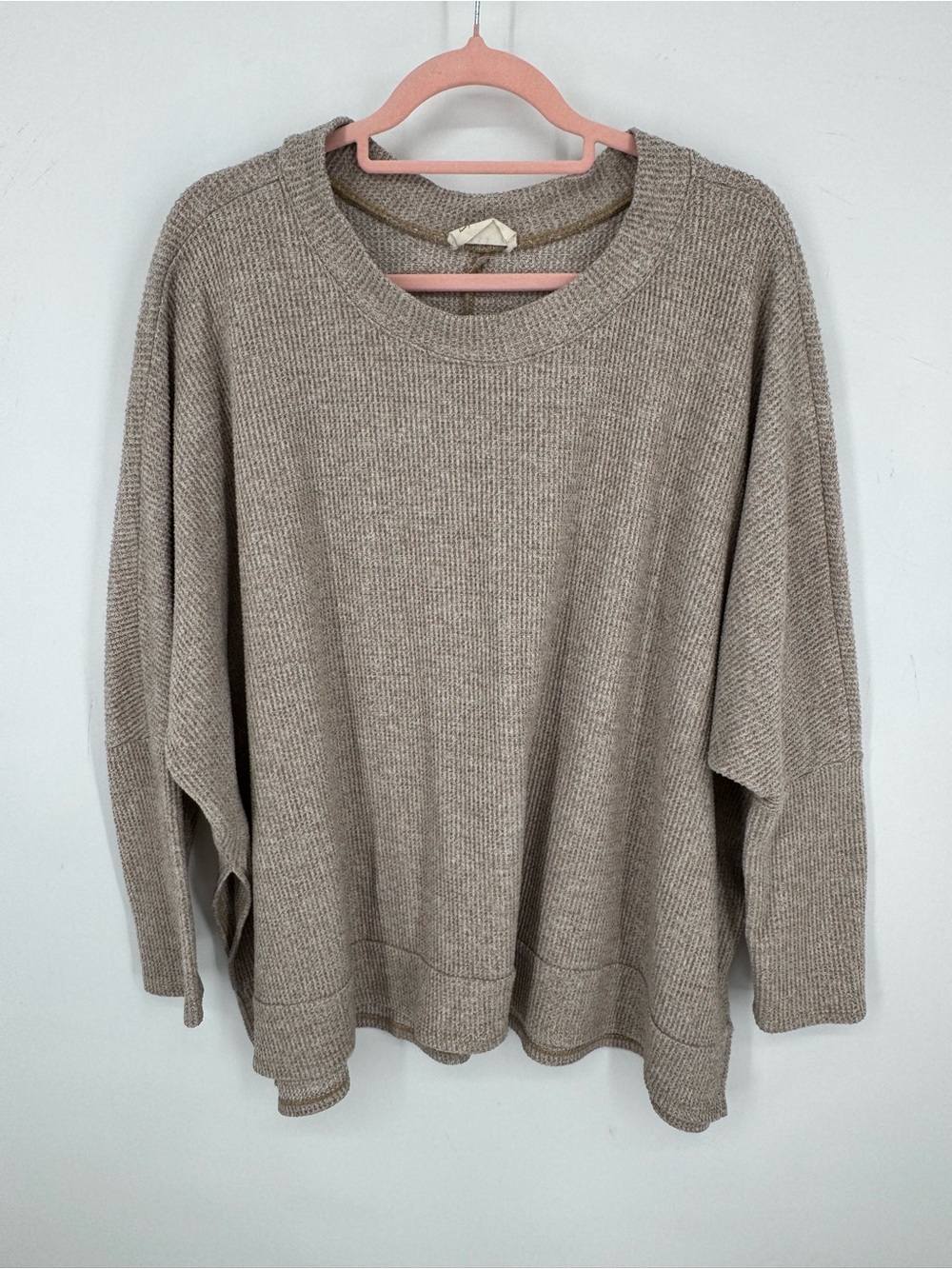 Dress Up Women's Beige Oversized Neutral Fall Layer Cozy Sweater Size Large